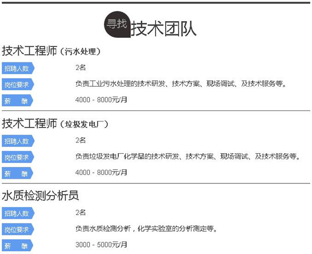 尊龙凯时百家乐水处理环保公司招聘  技术团队